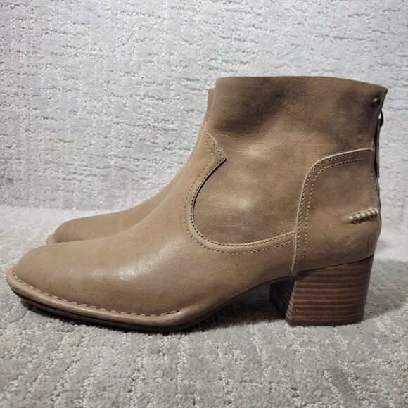 Ugg Bandara Womens Size 10 US Sahara Brown Leather Ankle Back Zip Boots 1098310 - Picture 1 of 9